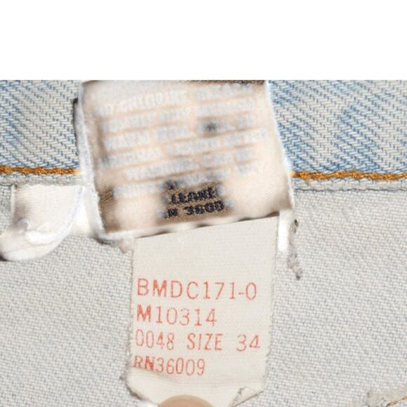 Vintage Calvin Klein USA Distressed Patchwork Jeans Size 34 Peace Sign Y2K - Picture 10 of 11